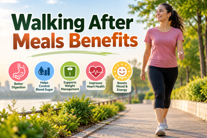Walking After Meals Benefits – Person Enjoying a Healthy Walk After Dinner